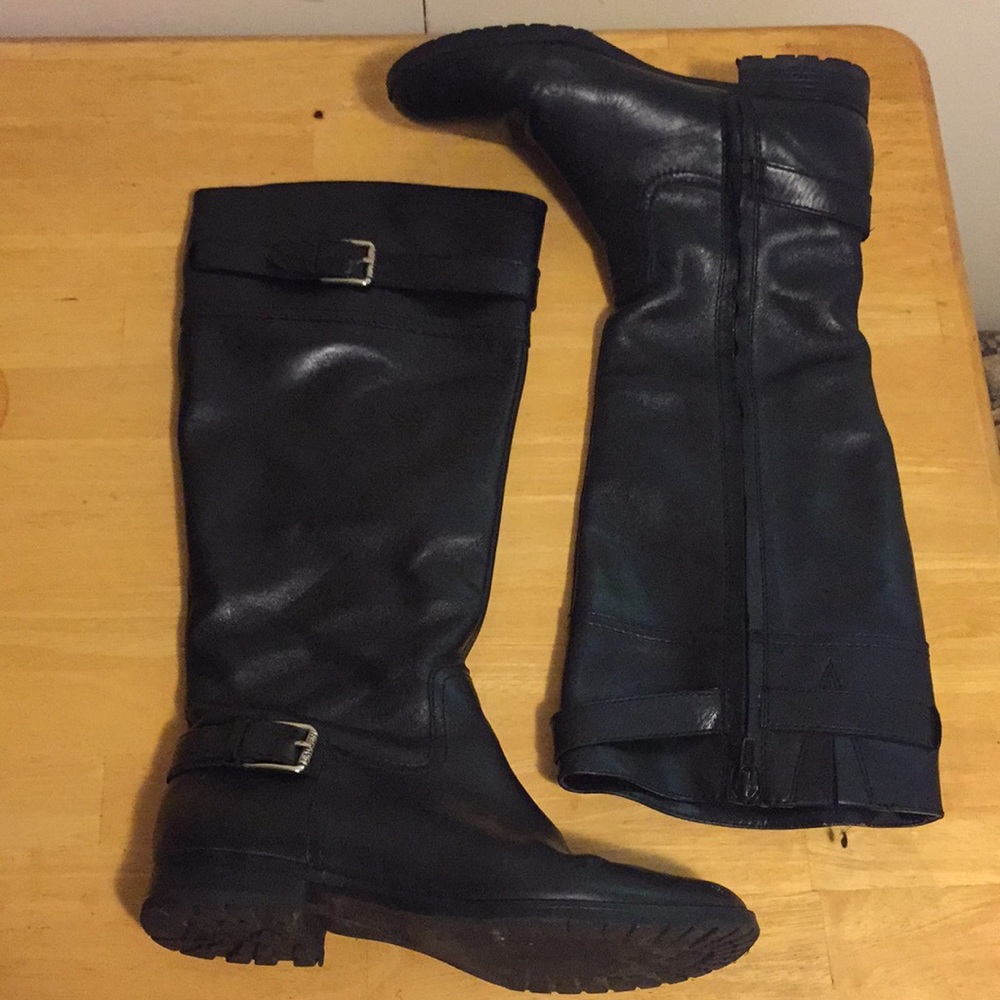 Ralph Lauren Simone black leather boots